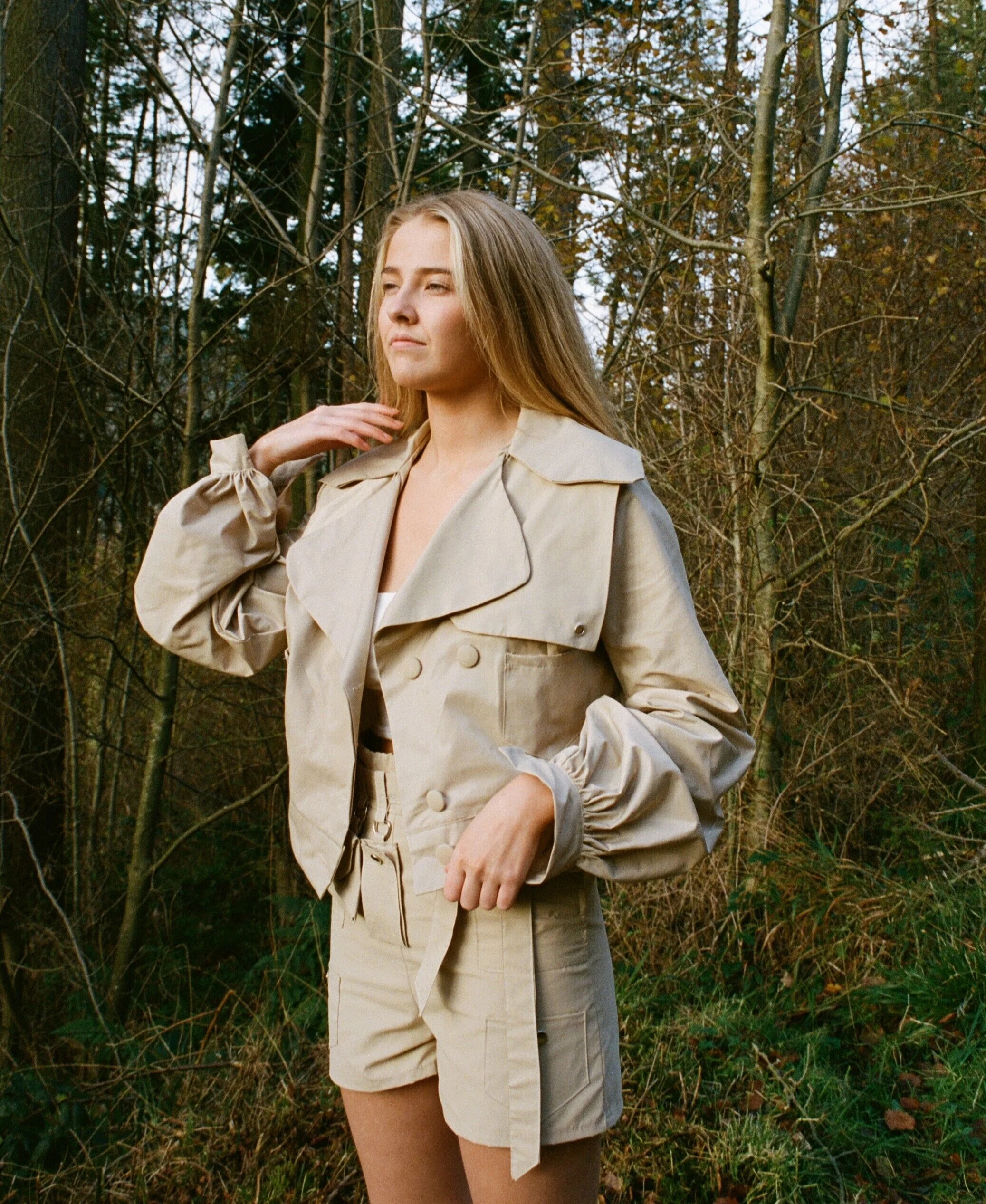 Hike utility short, jacket and tea dyed bodysuit.