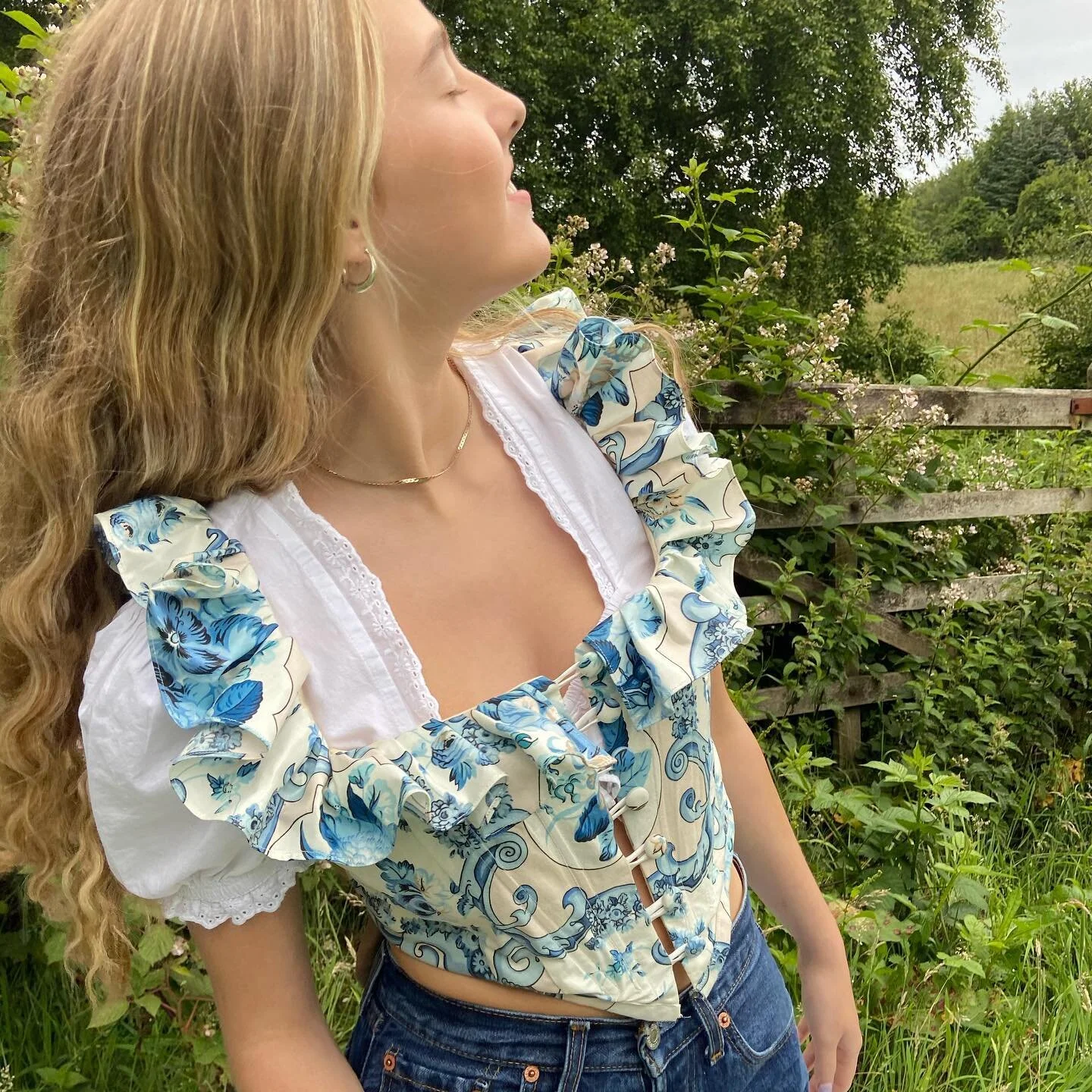 Colette blouse in blue toile 🌊🤍