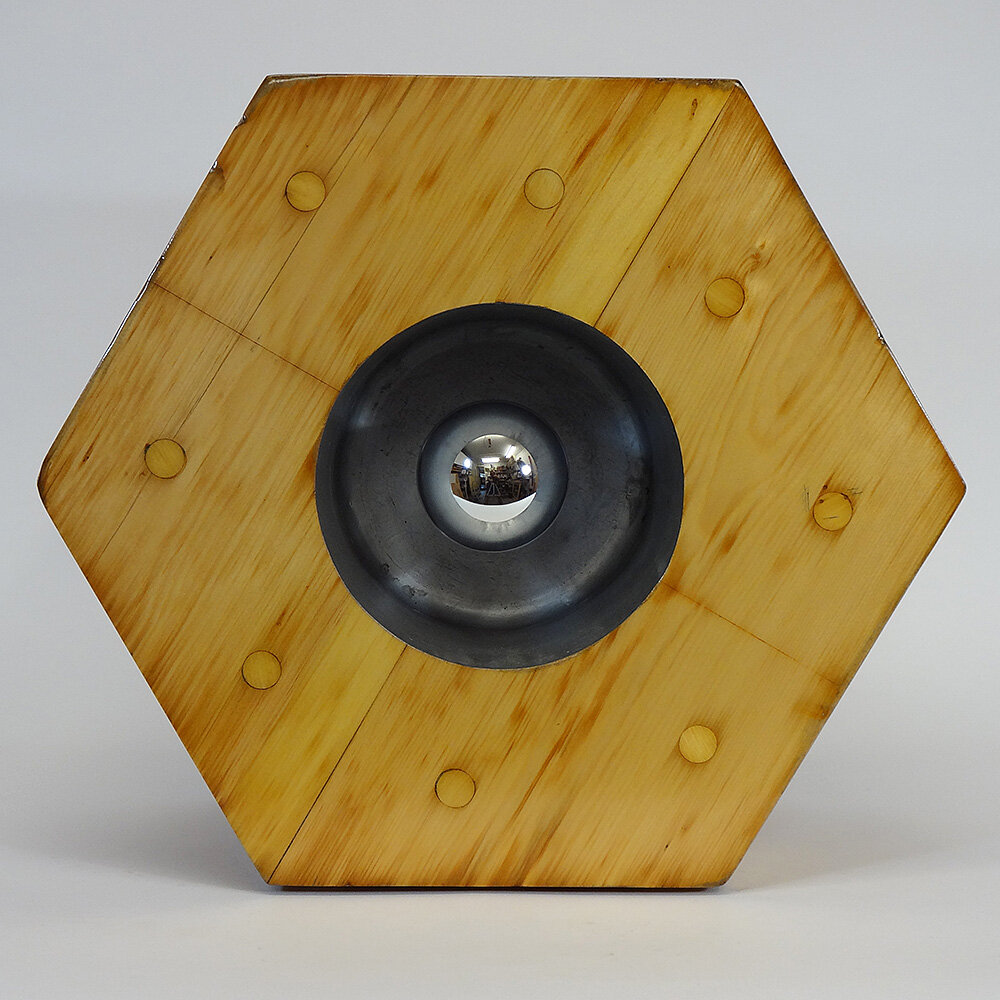 Migliodesign - Hexagon HAL accent light is a large wooden foundry mold