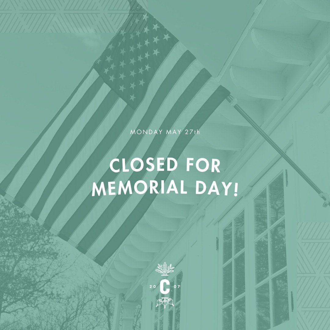 We'll be closed today in honor of Memorial Day 🇺🇸⁠
⁠
But fear not! We're back with lunch and dinner this week Tuesday - Thursday from 11:30 AM-9 PM, Friday - Saturday from 11:30 AM-10 PM, and Sunday 9 AM-8 PM!  Enjoy your holiday weekend!  #cottage