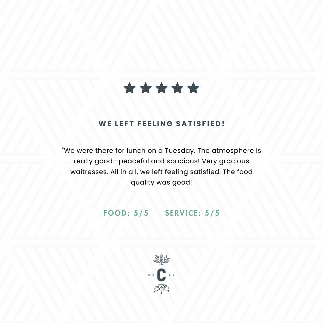 We&rsquo;re so glad you enjoyed a peaceful and satisfying lunch with us&mdash;thank you for the kind words! Creating a welcoming space with fresh, feel-good food is exactly what we&rsquo;re here for. #CottageWellesley