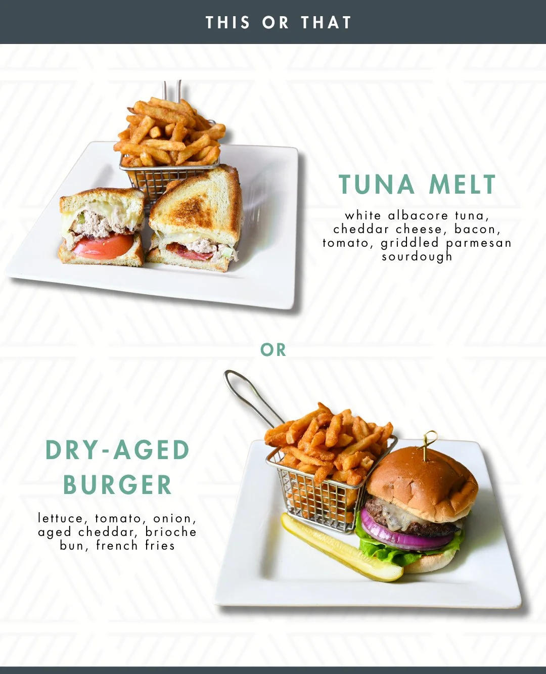 Some choices are tough&hellip; choosing between these two? Even tougher! Our Tuna Melt comes perfectly stacked and griddled; our Dry-Aged Burger brings that classic, crave-able comfort.⁠
⁠
So, which one are you claiming on your next visit? #cottagewe