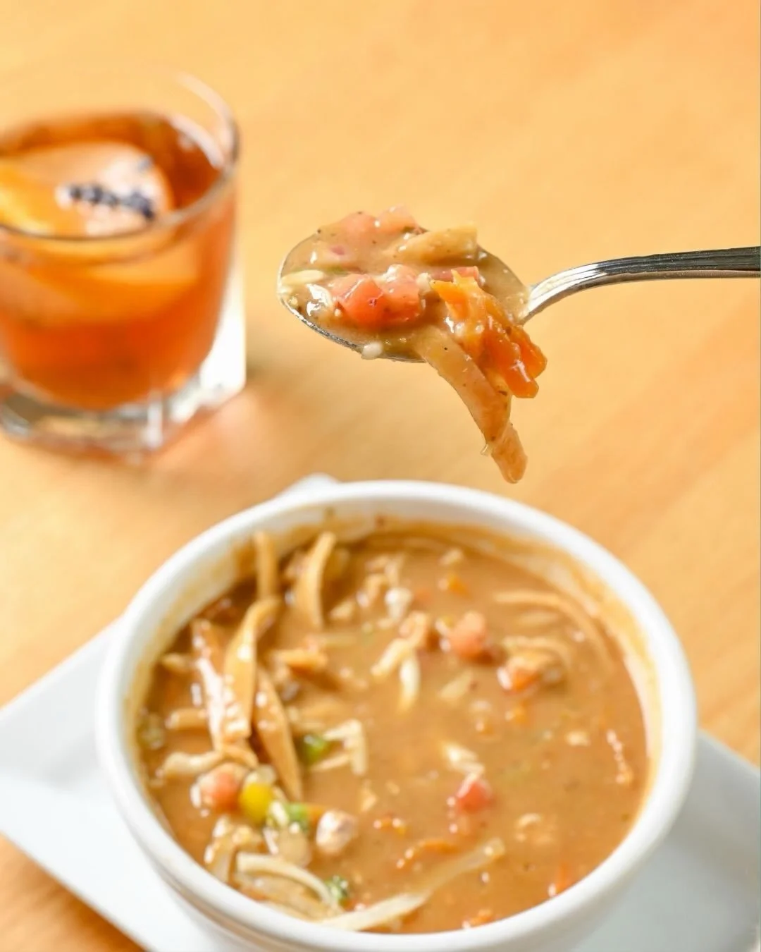 Warm up with our Chicken Tortilla Soup&mdash;topped with white cheddar, pico de gallo, and crunchy tortilla strips. 🍲✨