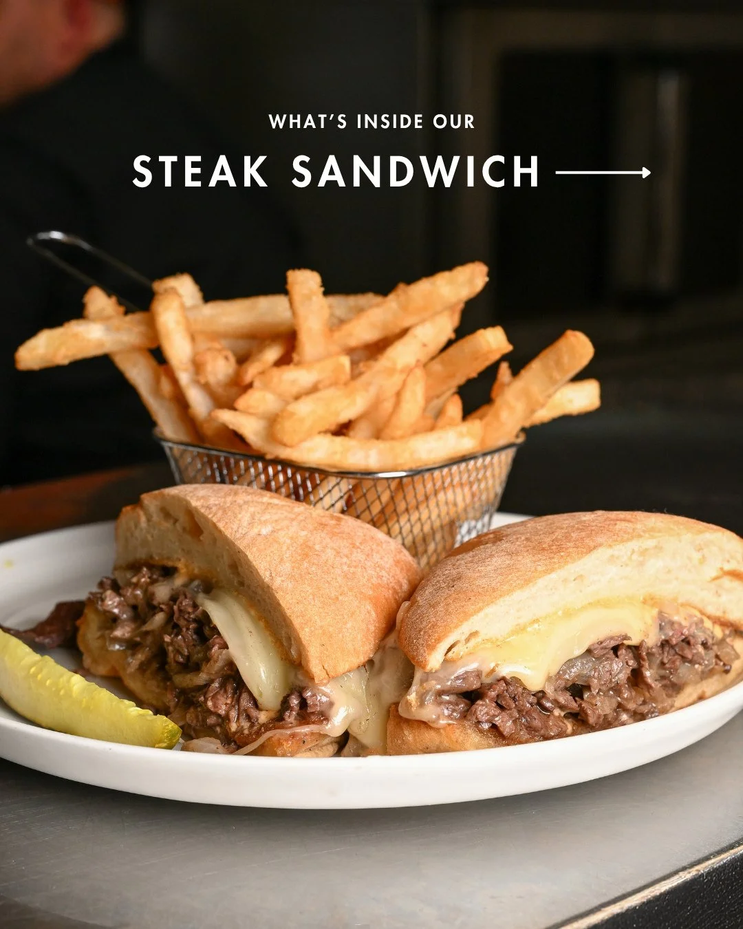 Not sure what to get for lunch? Our gluten free Steak Sandwich, complete with ciabatta, parmesan butter, gruyere, caramelized onions, sriracha aioli, fries [GF] #TheCottage