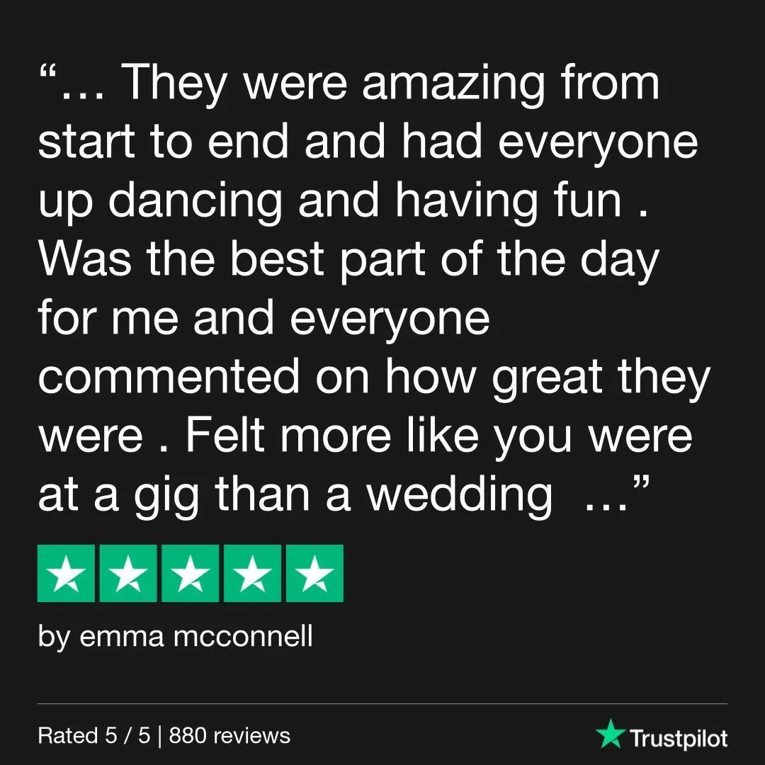 Thanks Emma 🥳

Review via @functioncentral's Trustpilot. 

#weddingband #weddingreviews #trustpilotreviews