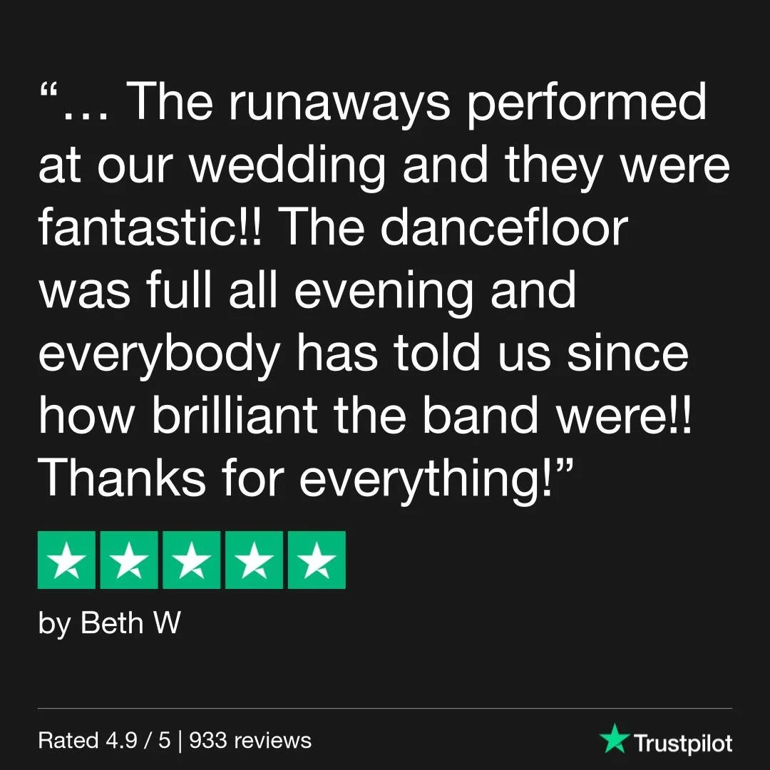 Thanks for this fantastic review Beth! 🙌🎉

Review via @functioncentral's Trustpilot 

#partyband #weddingentertainment #weddingreviews