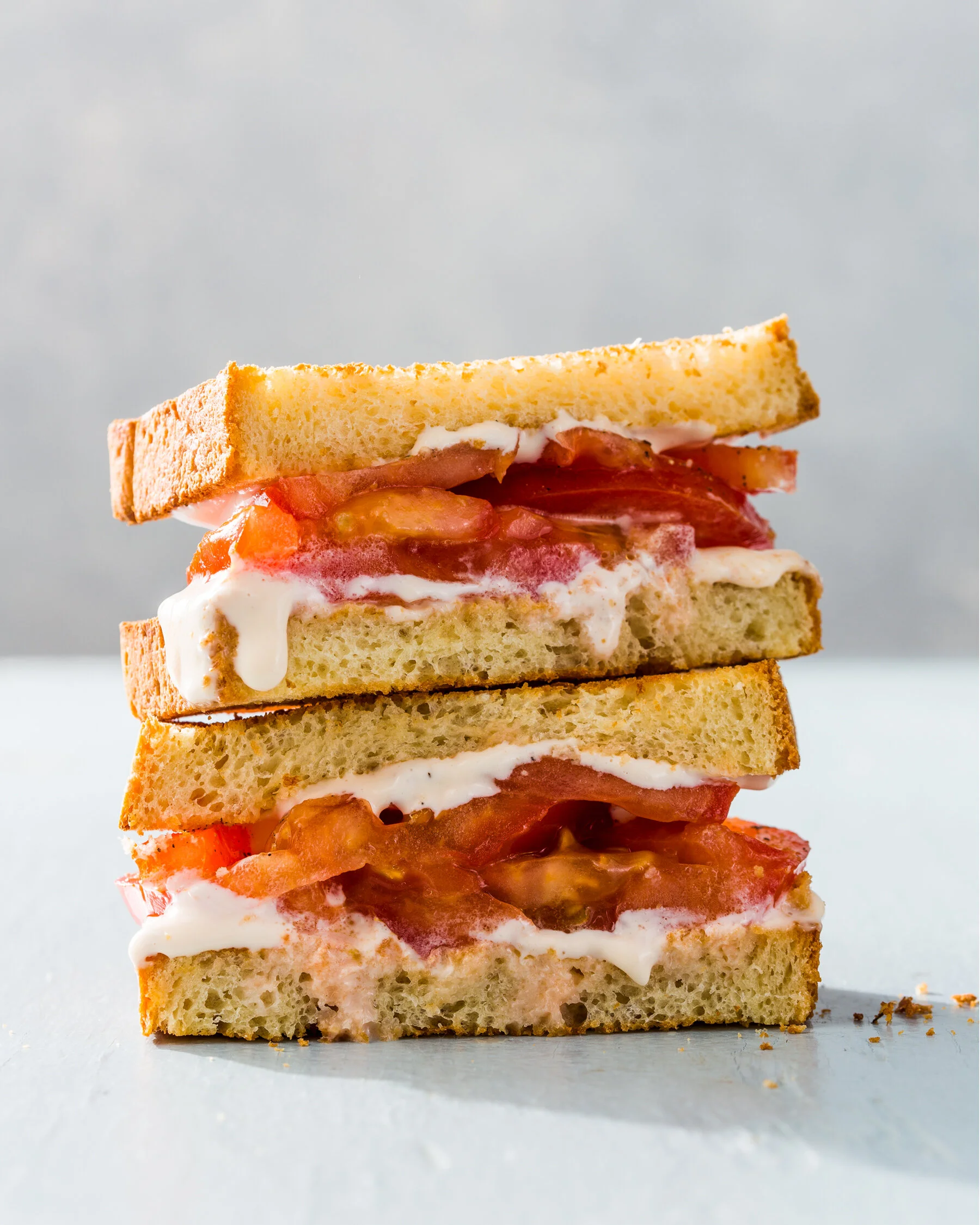 Tomato and mayo sandwich. Boston based food and hospitality photographer.