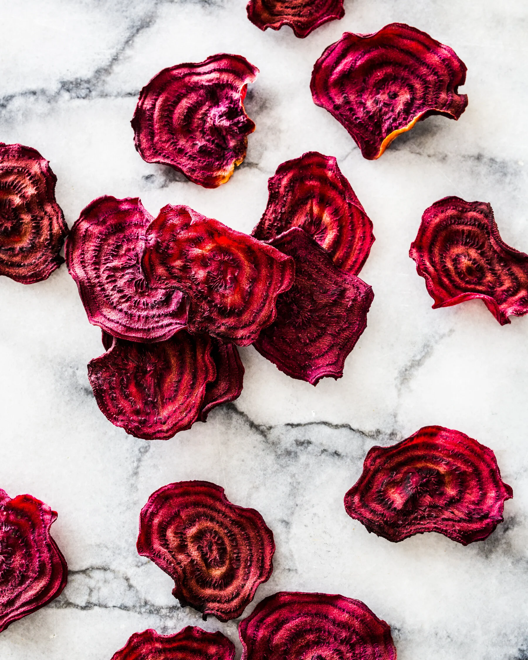 Dried beet chips.  Boston based food and hospitality photographer.