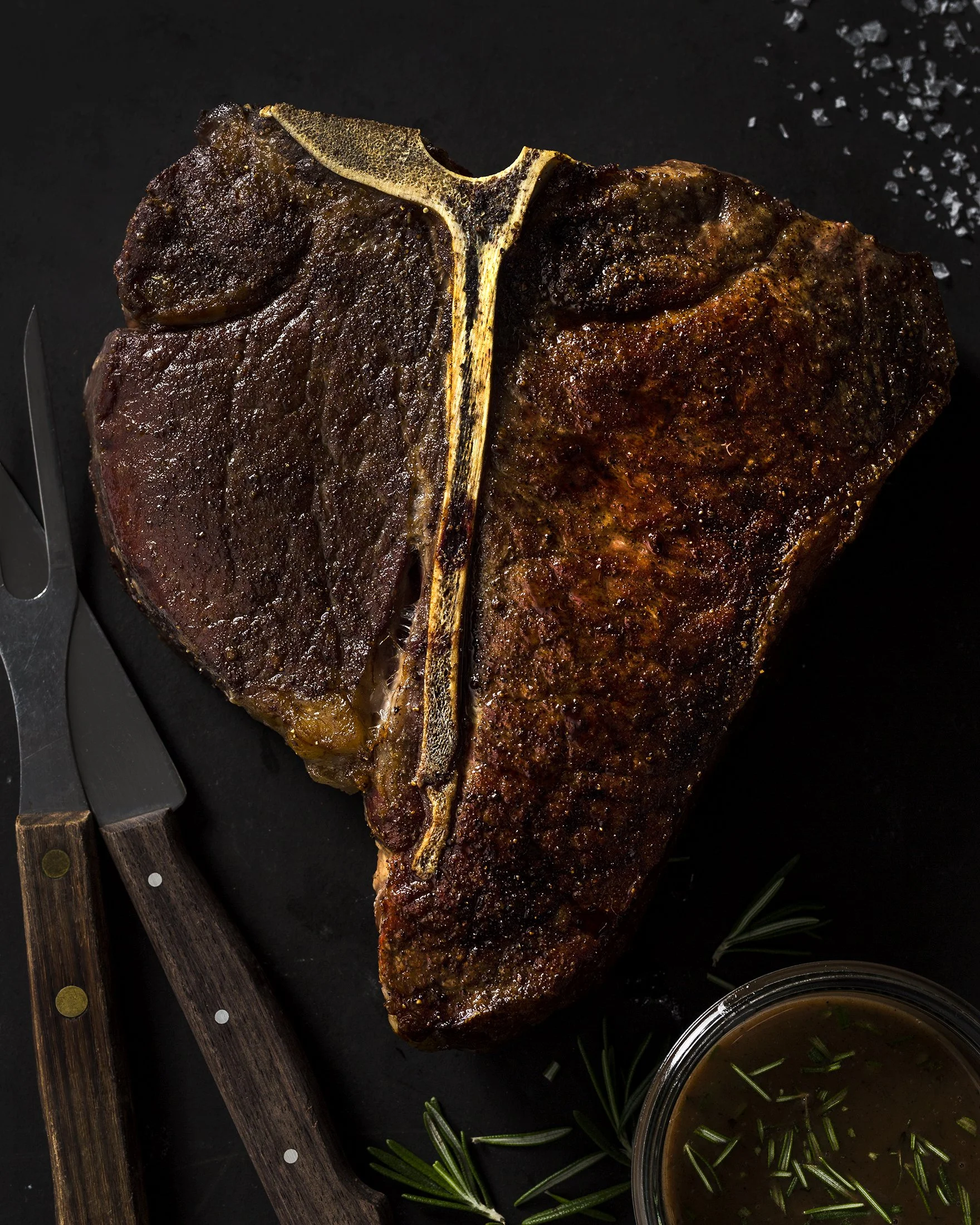 Grilled Porterhouse Steak photographed close up for a cookbook by America's Test Kitchen. Boston based food and hospitality photographer.