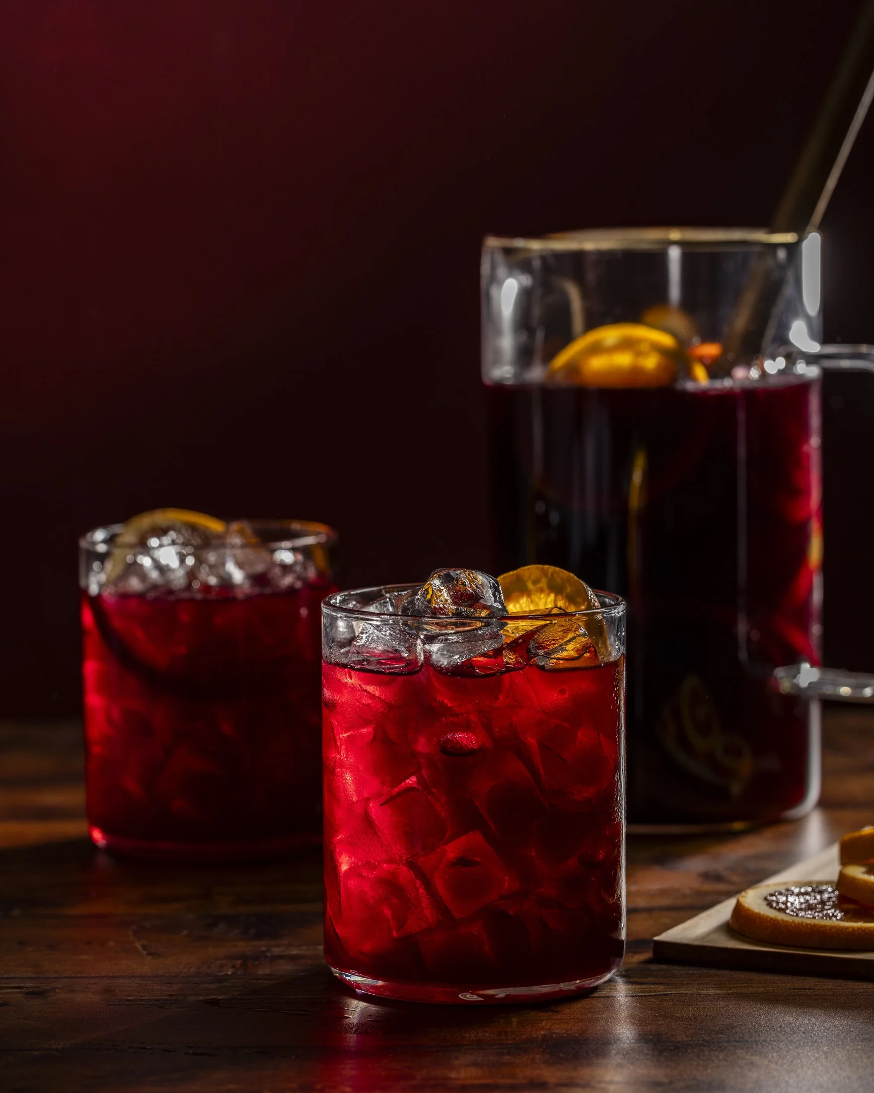 Sangria in cocktail glasses. Boston based food and hospitality photographer.