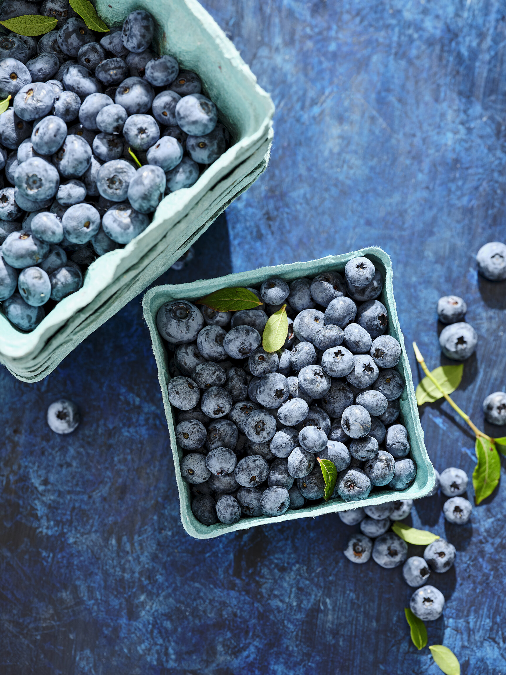 Fresh blueberries on a table. Boston based food photographer.