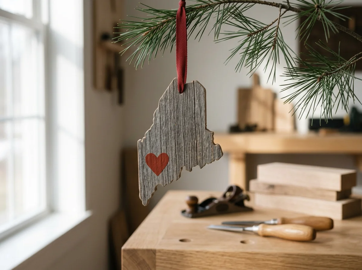 Maine with Painted Heart Ornament