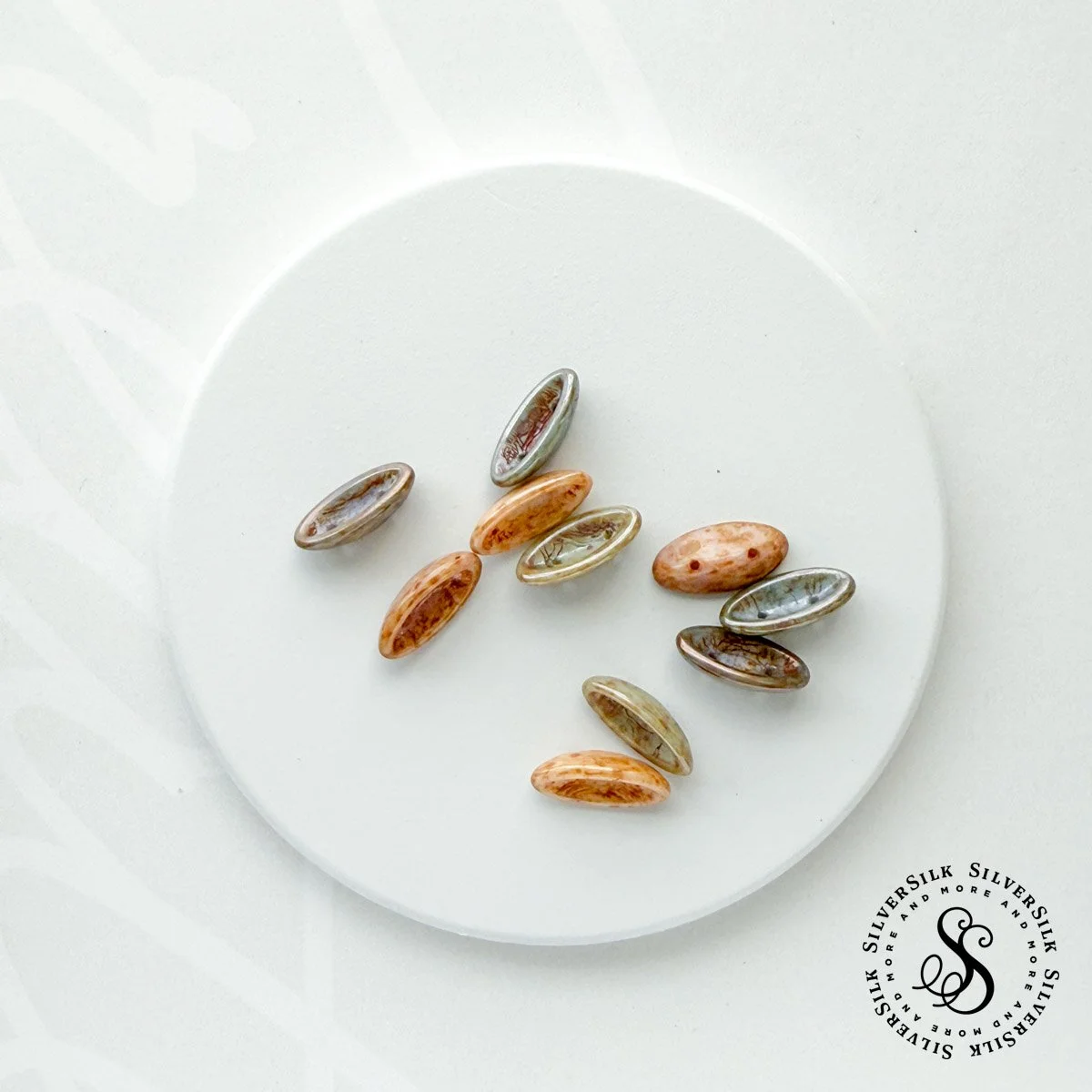 Five-color Luster Vintage German Czech Fire Polish Two-hole Button - 5pc Mix set