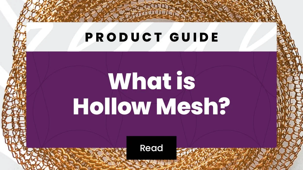 Product guide titled 'What is Hollow Mesh?' with a 'Read' button on a background of copper-colored hollow mesh material.