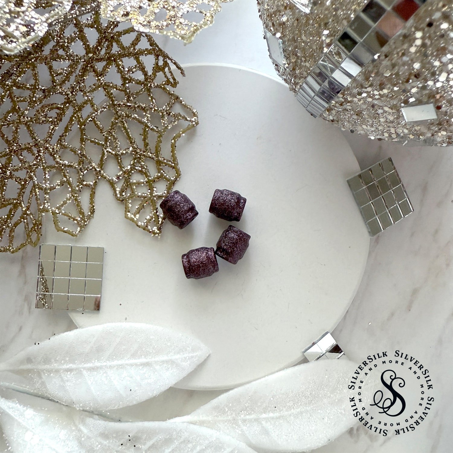 10x6mm Matte Plum 3mm Hole Double Barrel Bead - 1pc Set