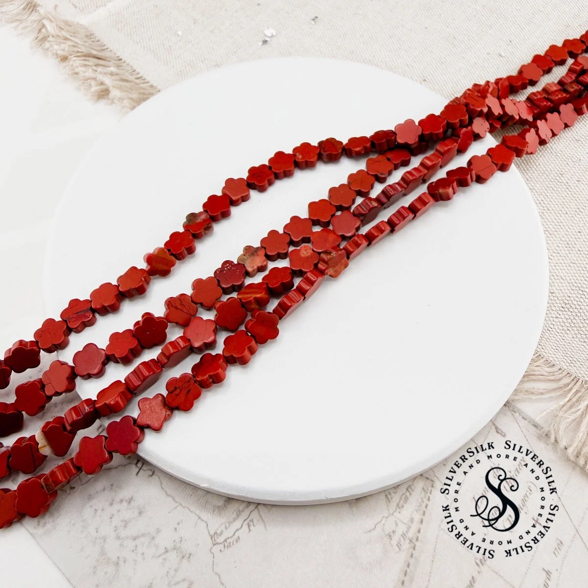 4mm Smooth Red Jasper Flower-shape Gemstone Beads - 15in Strand