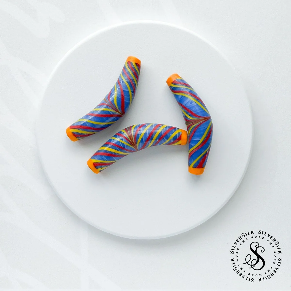 46mm Stripped African Glass Bracelet Bar - 1pc Set