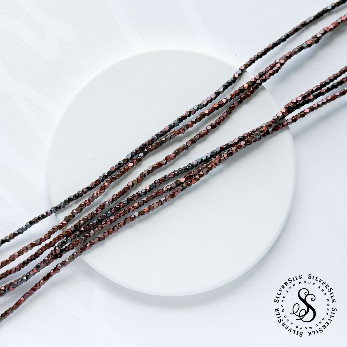 2.2mm Cornerless Cube Oxidized Copper Beads - Made in India - 12in Strand