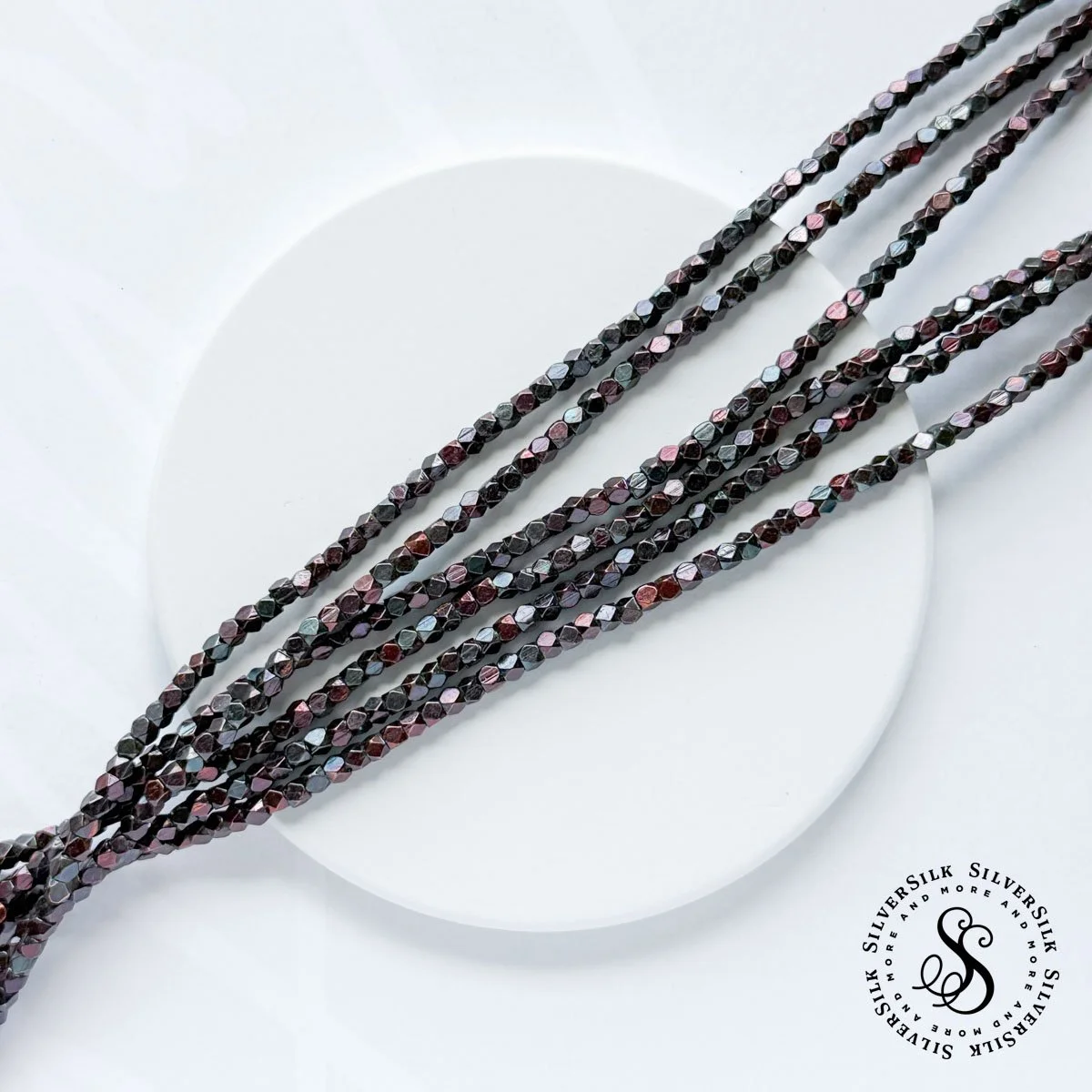 3mm Cornerless Cube Oxidized Copper Beads - Made in India - 12in Strand