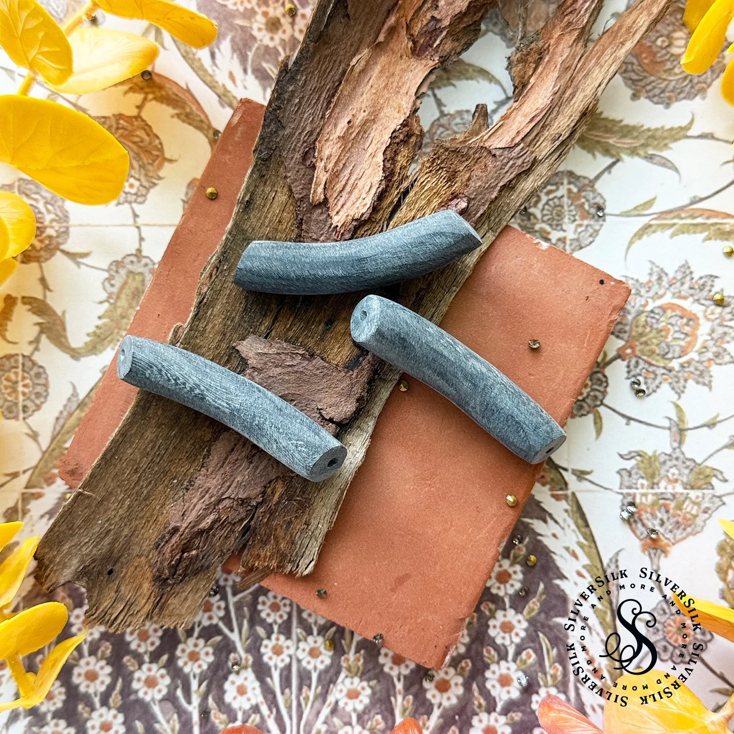 50x10mm Unpolished Water Buffalo Horn Tube Pendant - 1pc Set