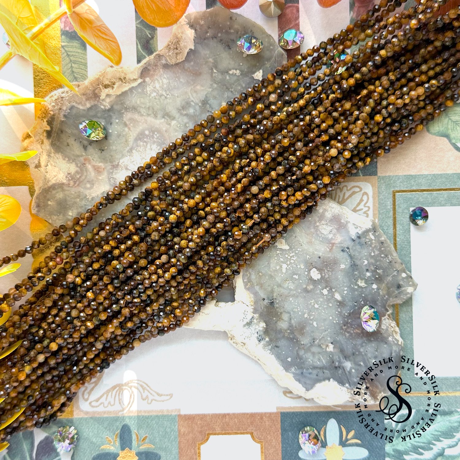 2.5mm Micro-faceted Tigers Eye Round Beads