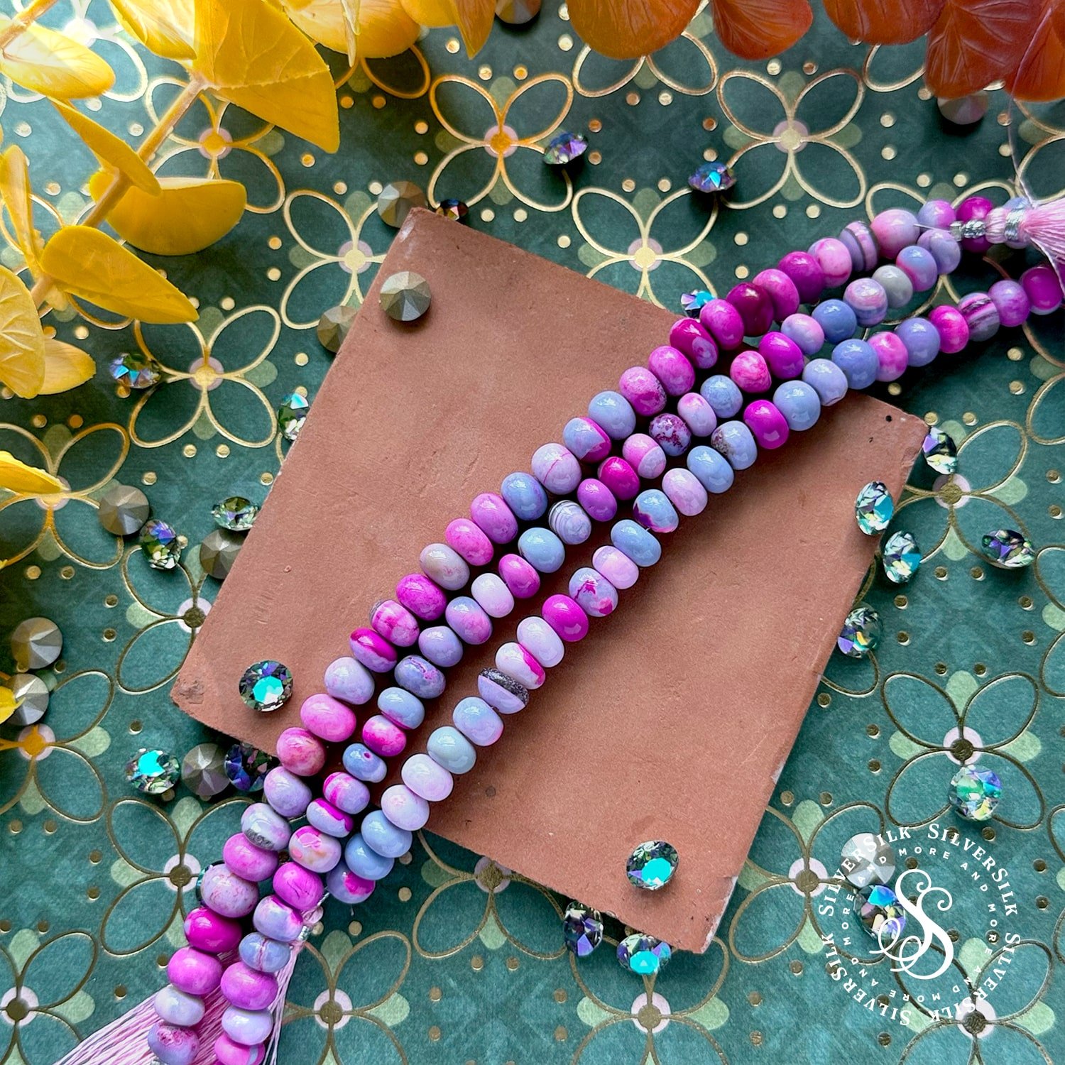5x8mm Smooth Dyed Pink/Periwinkle Opal Rondelle Beads - 8in Gemstone Strand