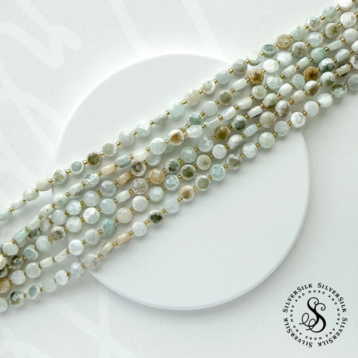 6mm Faceted Burmese Jade Coin-shape Gemstone Beads - 7.5in Strand