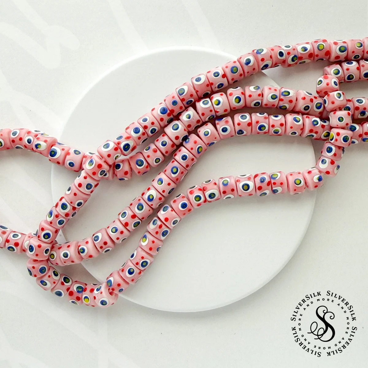 6x8mm Matte Mod Pink African Large Heishi Glass Beads - 20pc Set