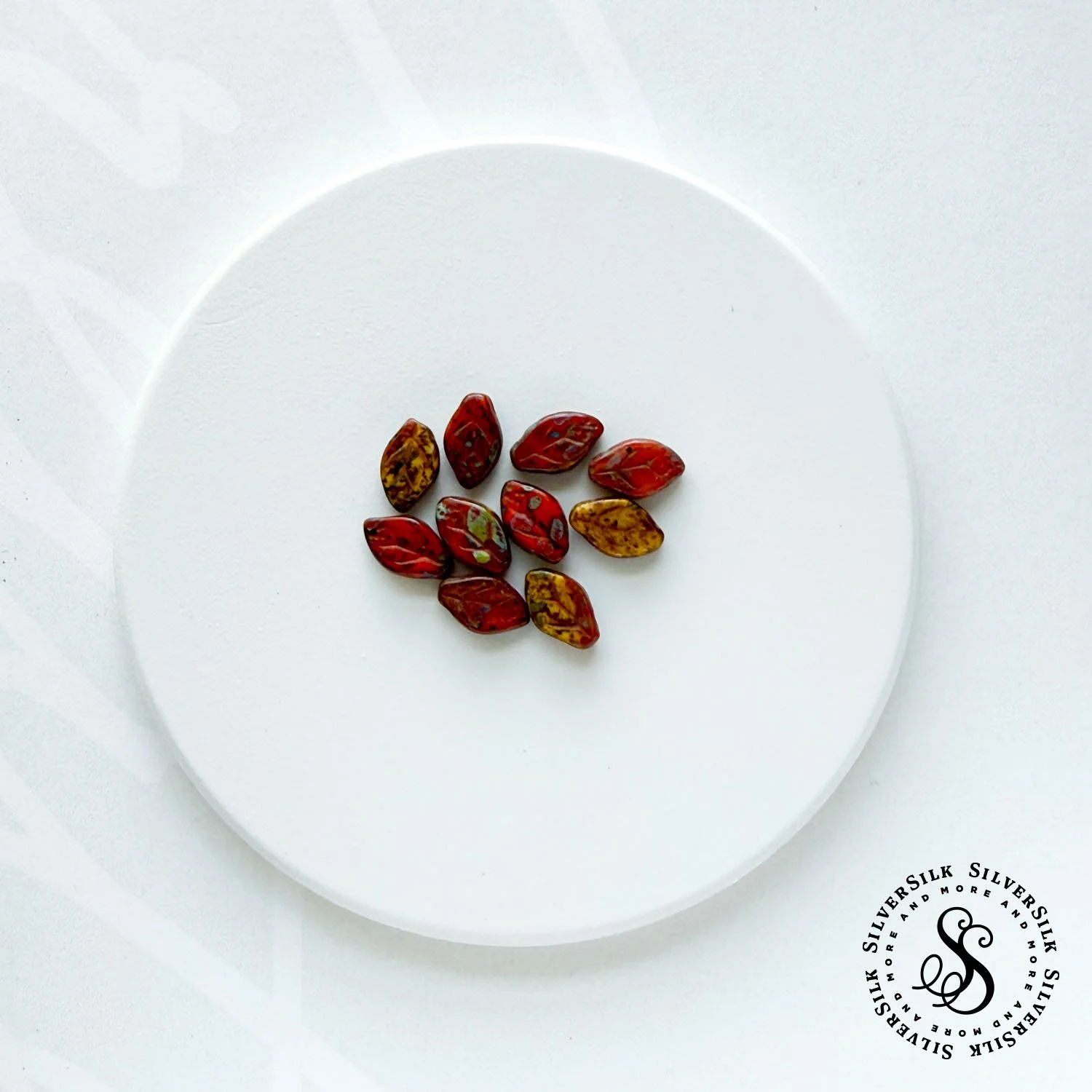 12mm Top-Drilled Leaves Czech Glass Beads - 10pc Set.jpg