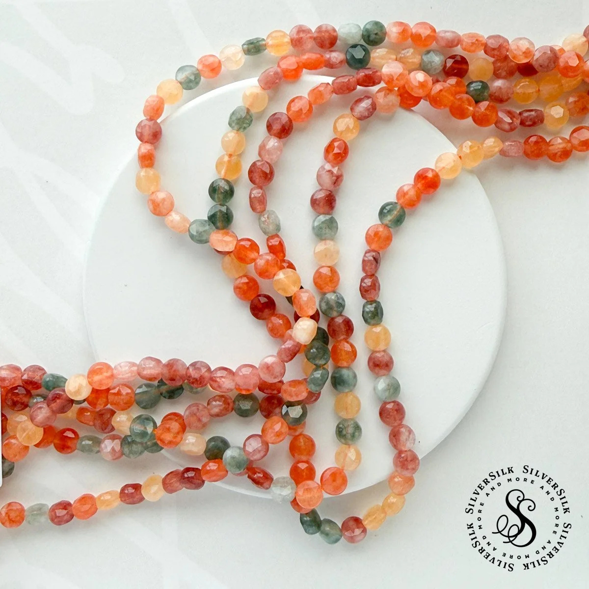 6mm Faceted Multicolor Dyed Moonstone Coin-shape Gemstone Beads - 7in Strand