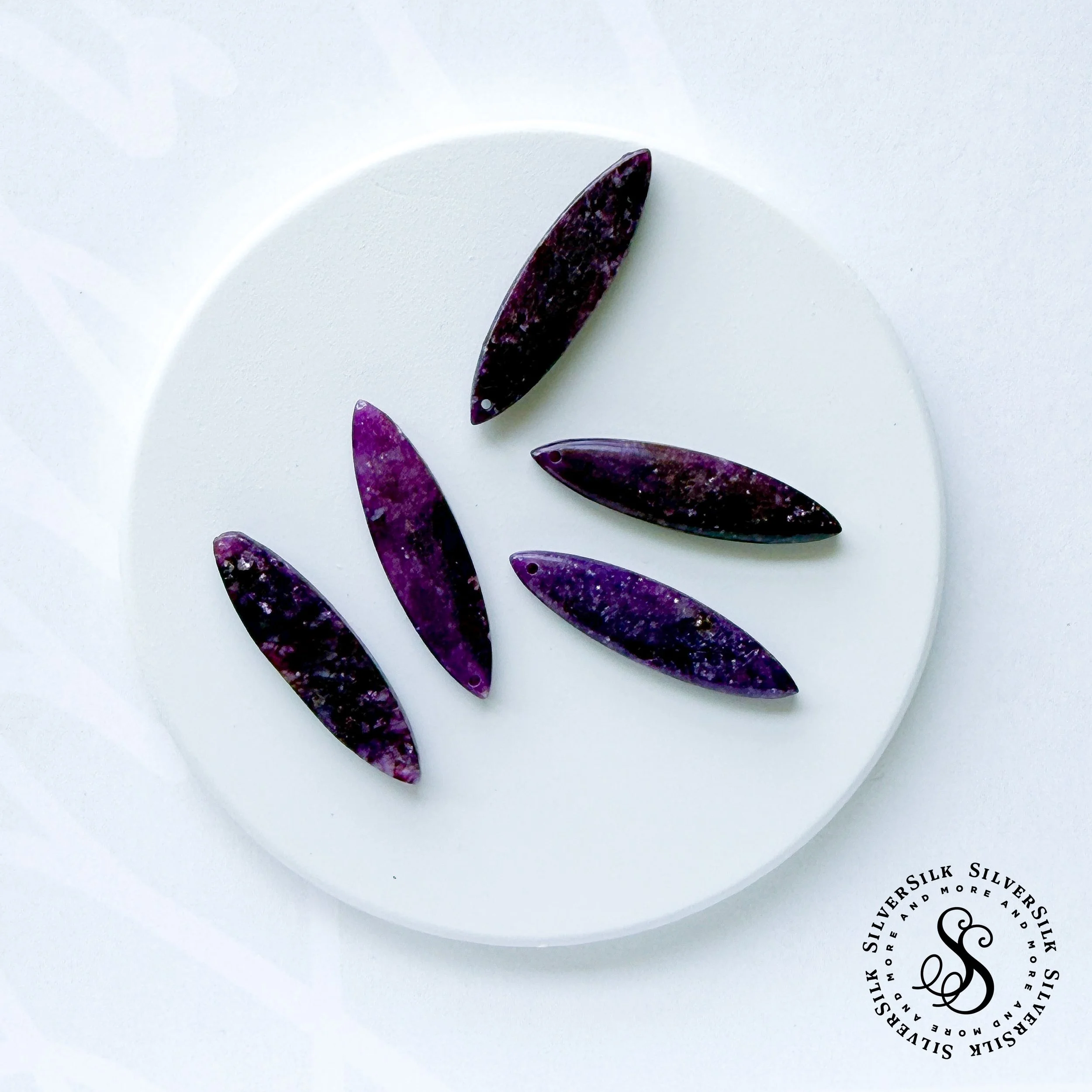 10x45mm Smooth Lepidolite Oblong Pendant - 1pc Set