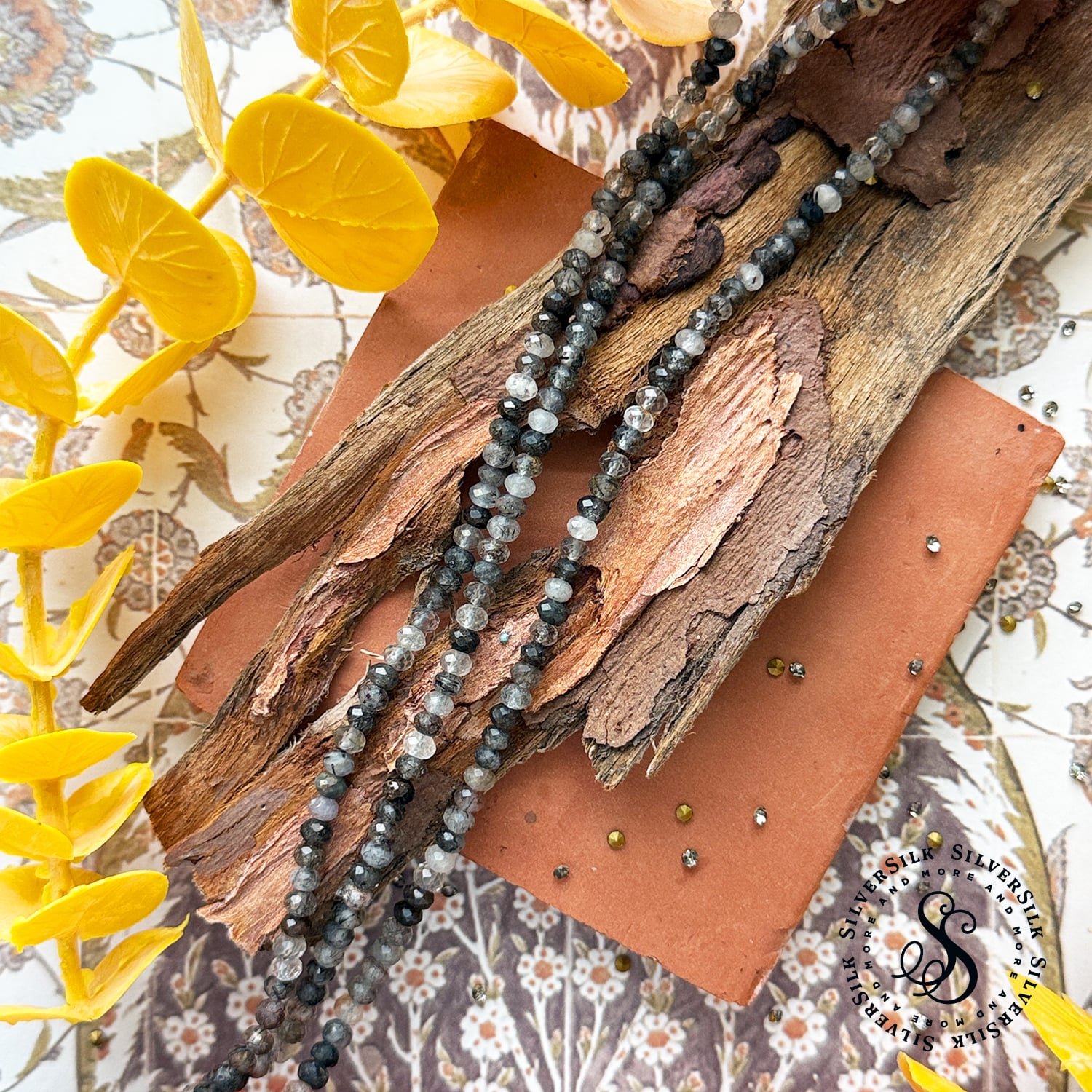 3x4mm Faceted Rutliated Quartz Rondelle Beads - 15in Gemstone Strand