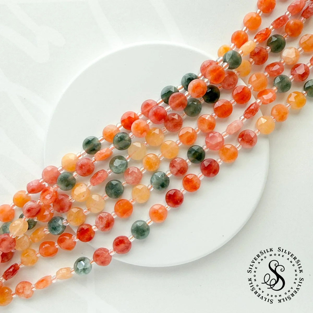 8mm Faceted Multicolor Dyed Moonstone Coin-shape Gemstone Beads - 7in Strand