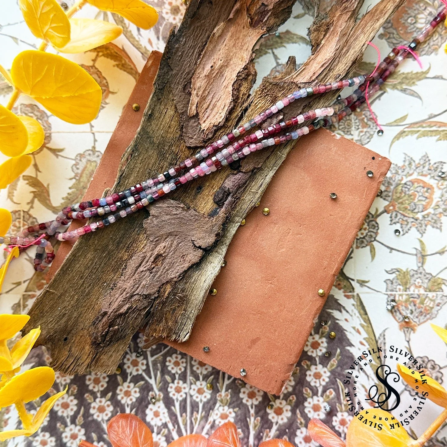 2x2.5mm Micro-faceted Natural Multicolor Spinel Cube Beads - 7.5in Gemstone Strand