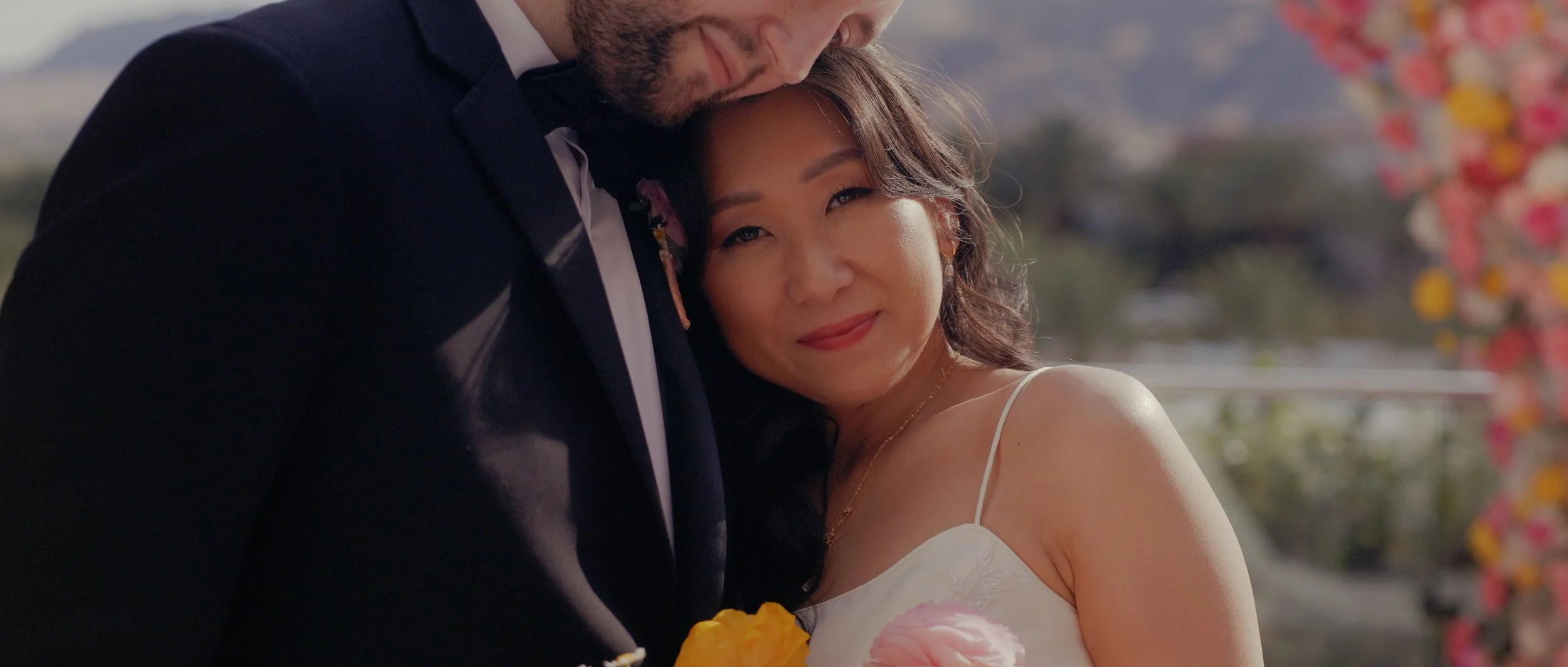 Romantic outdoor wedding portraits at Red Rock Casino Resort in Las Vegas.