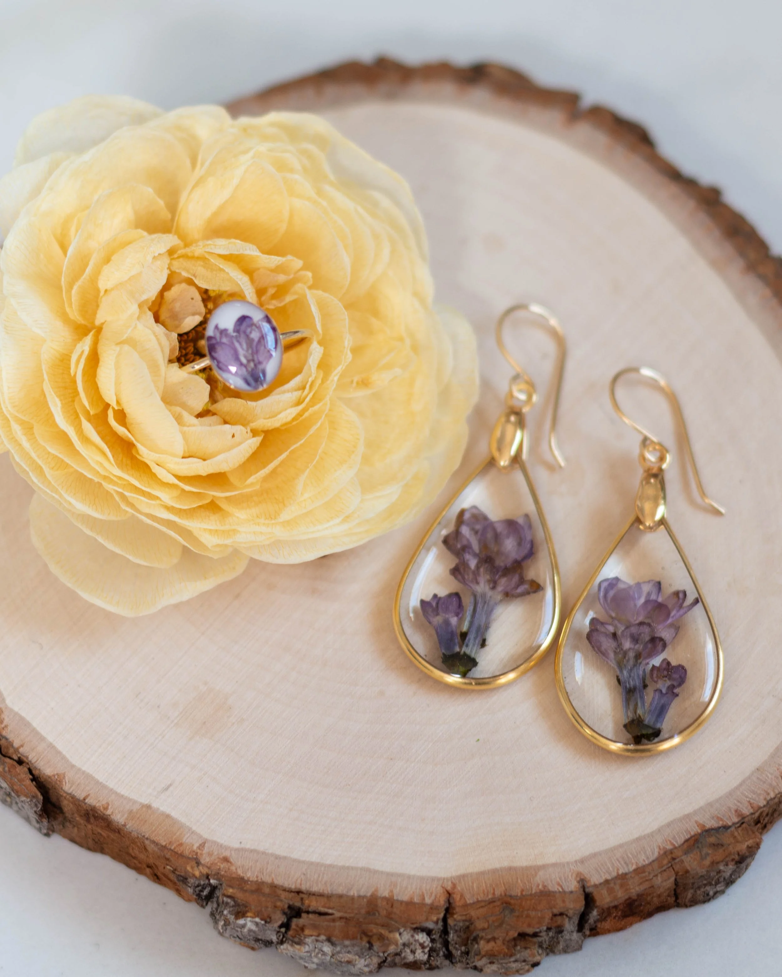 Gold filled ring, brass & gold filled earrings