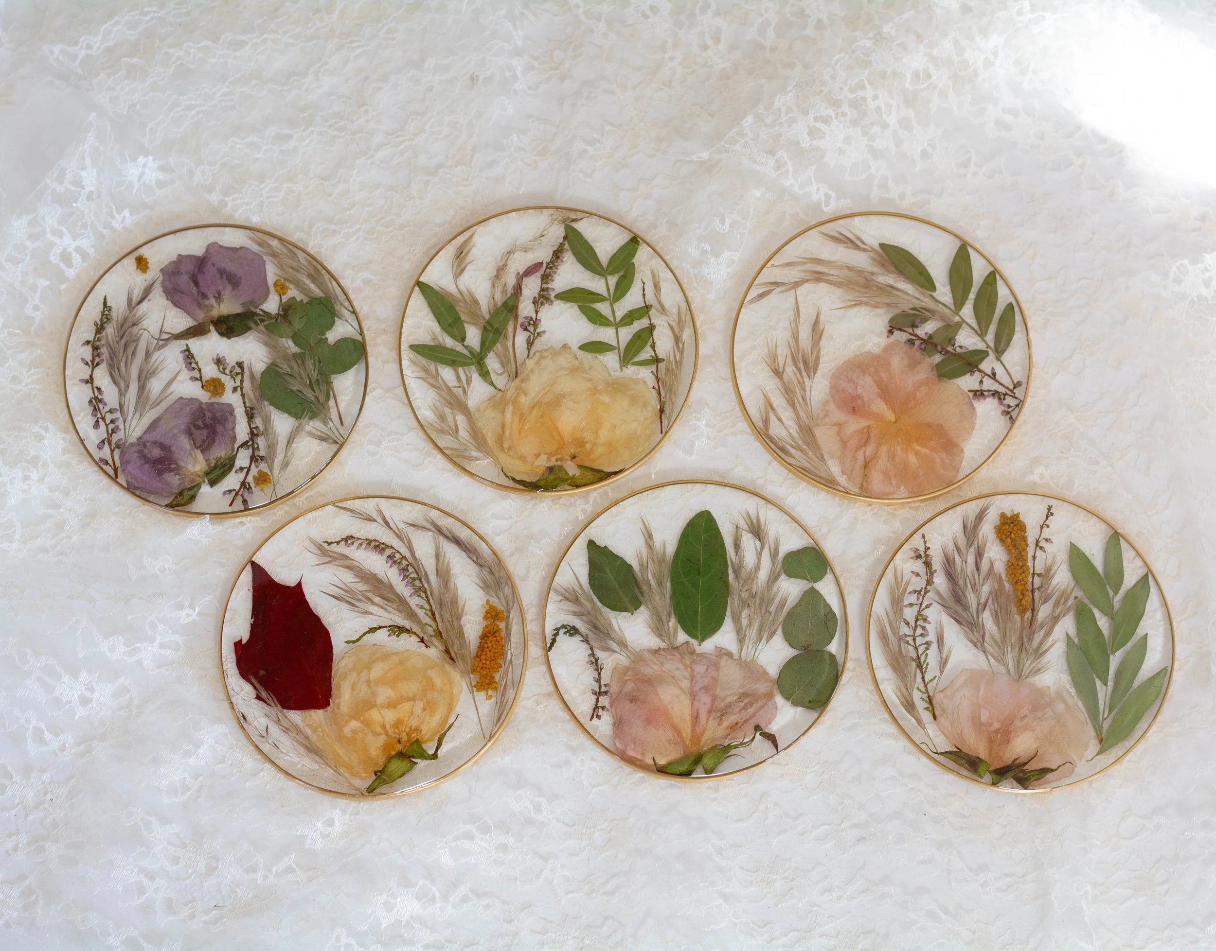 Brass coasters with resin