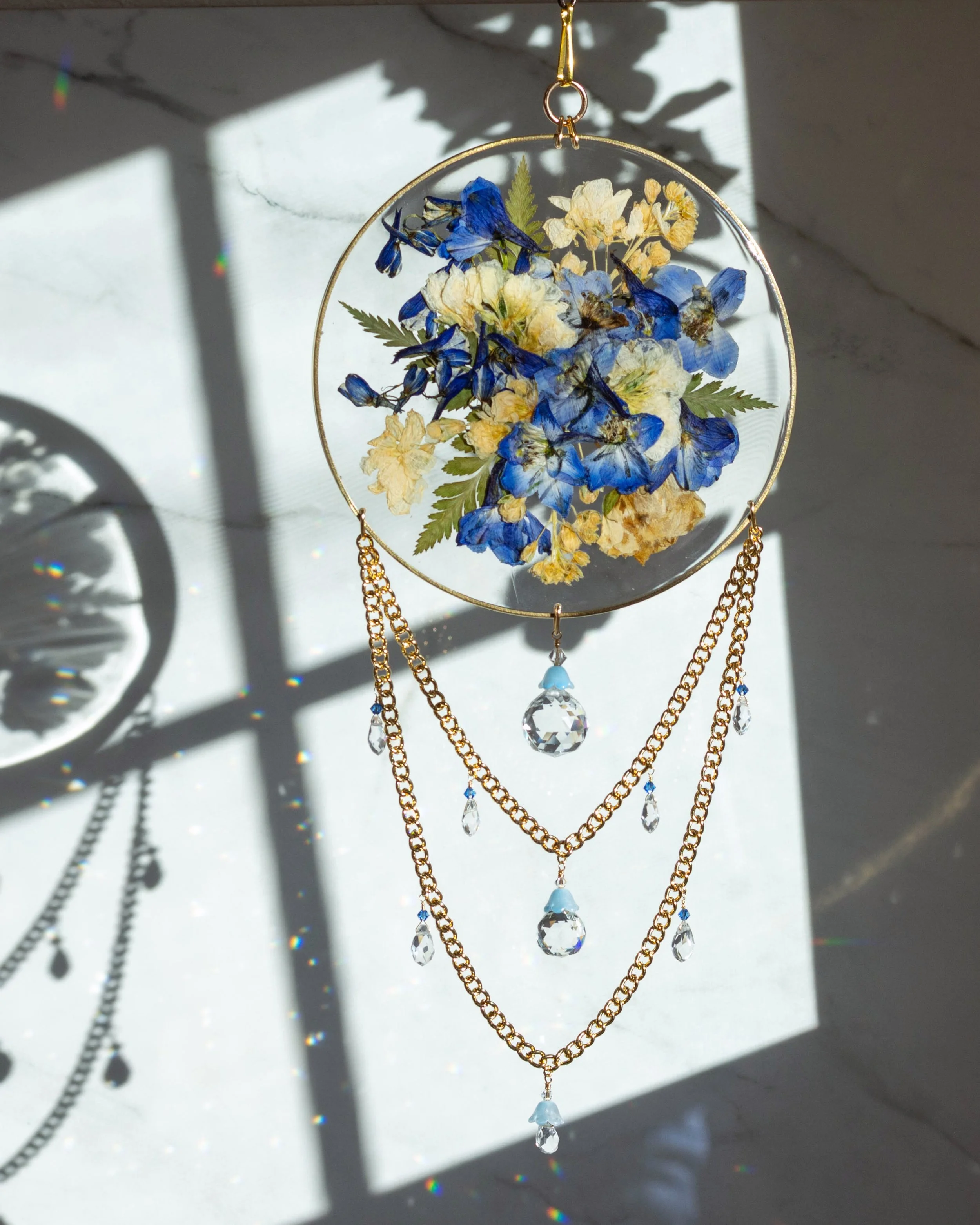 6" brass sun catcher, beaded
