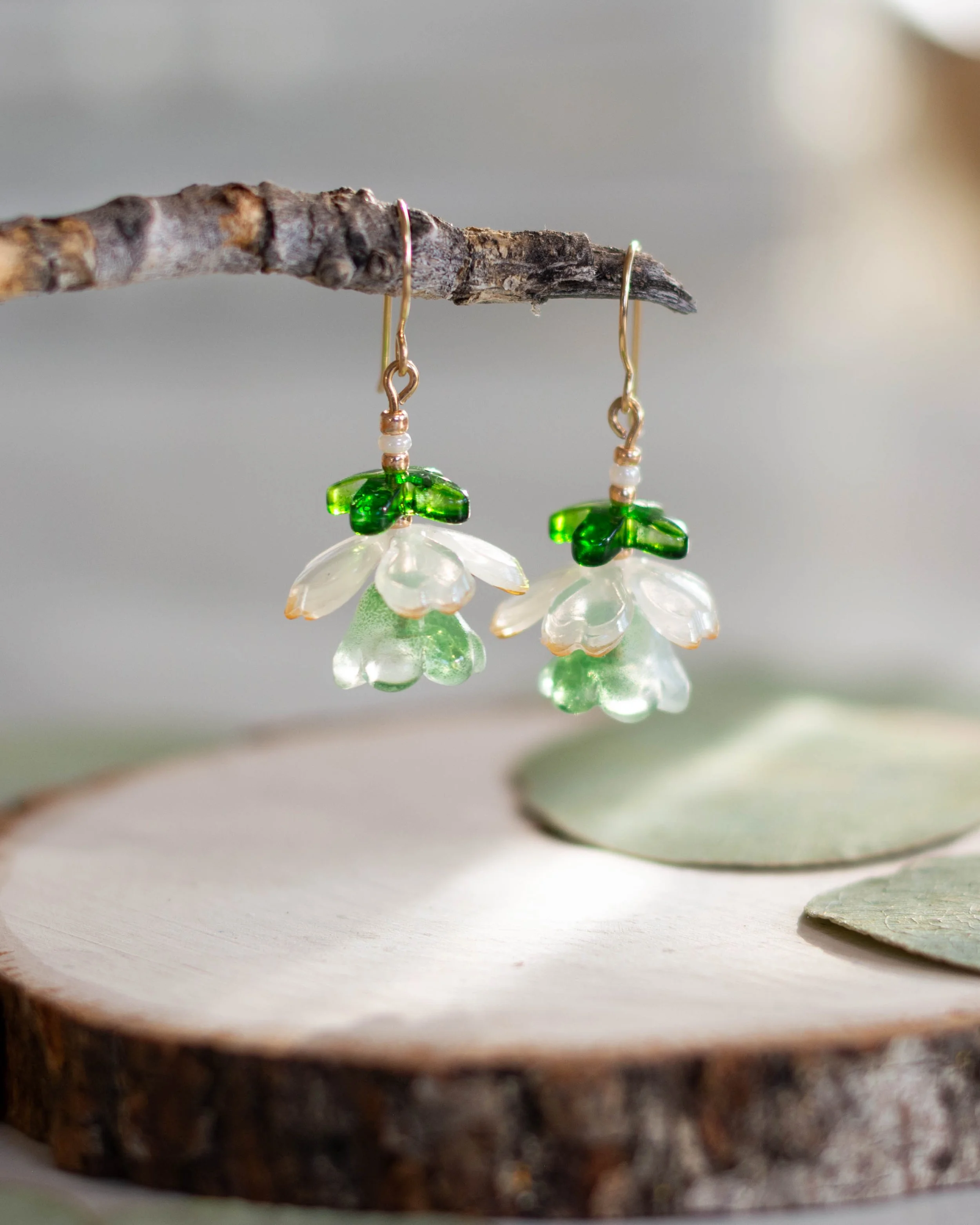 Floral Fairy Earrings - Green