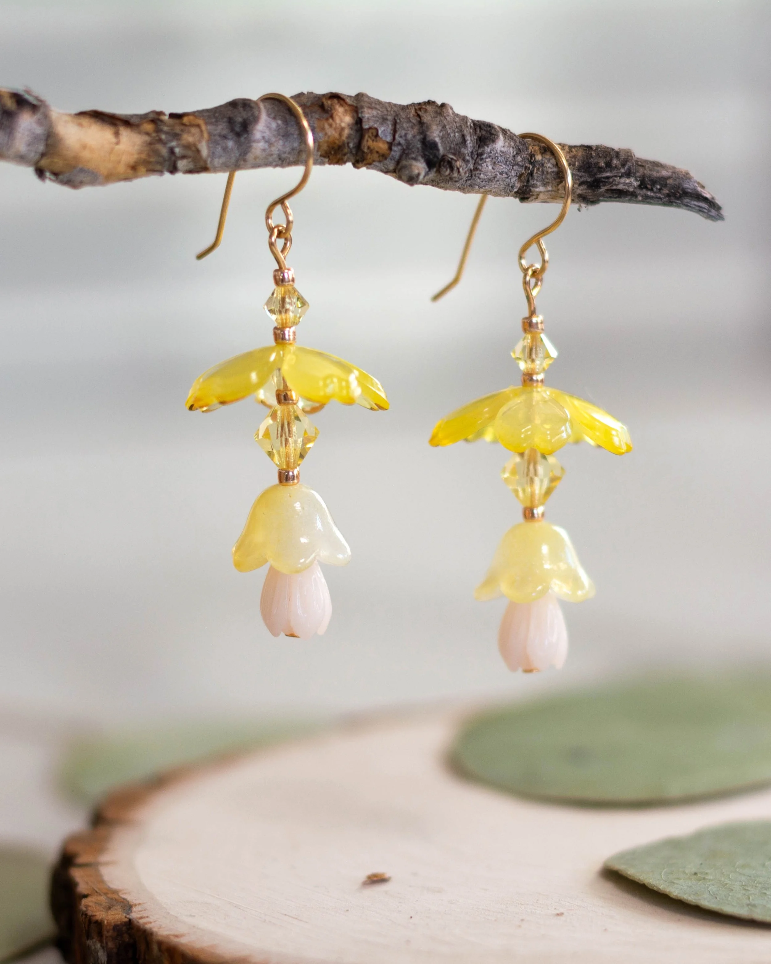 Floral Fairy Earrings - Yellow