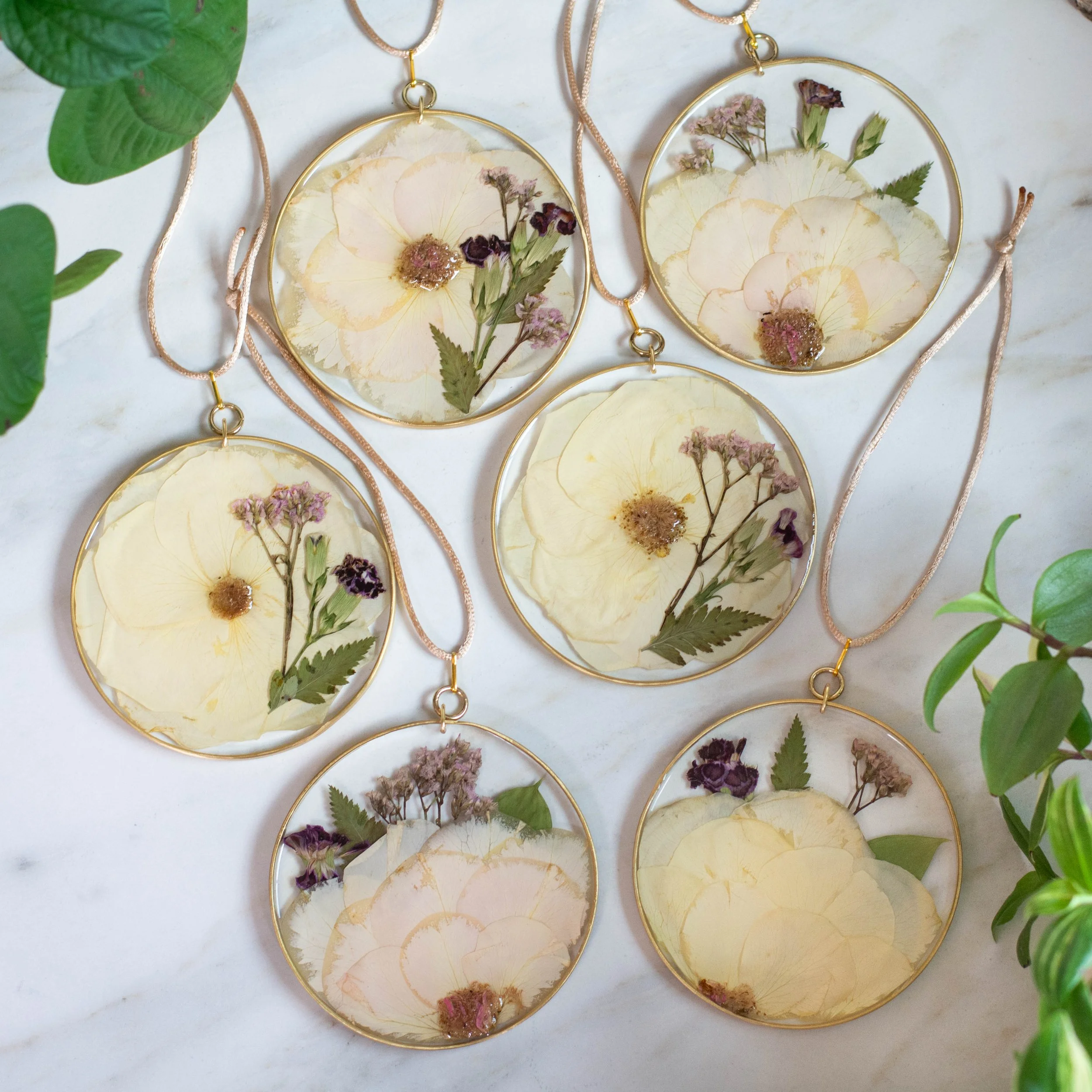 4" brass circles with resin