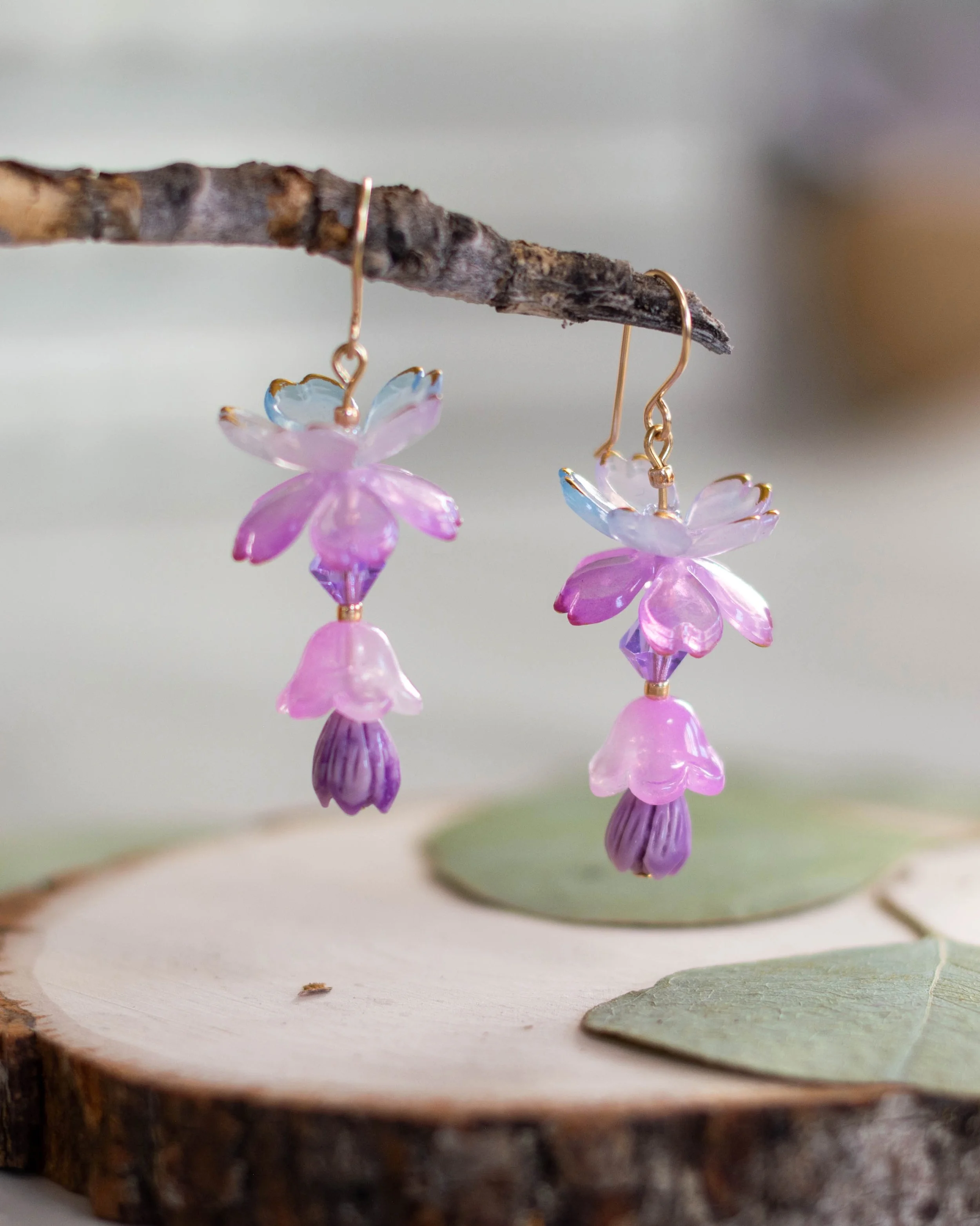 Floral Fairy Earrings - Purple