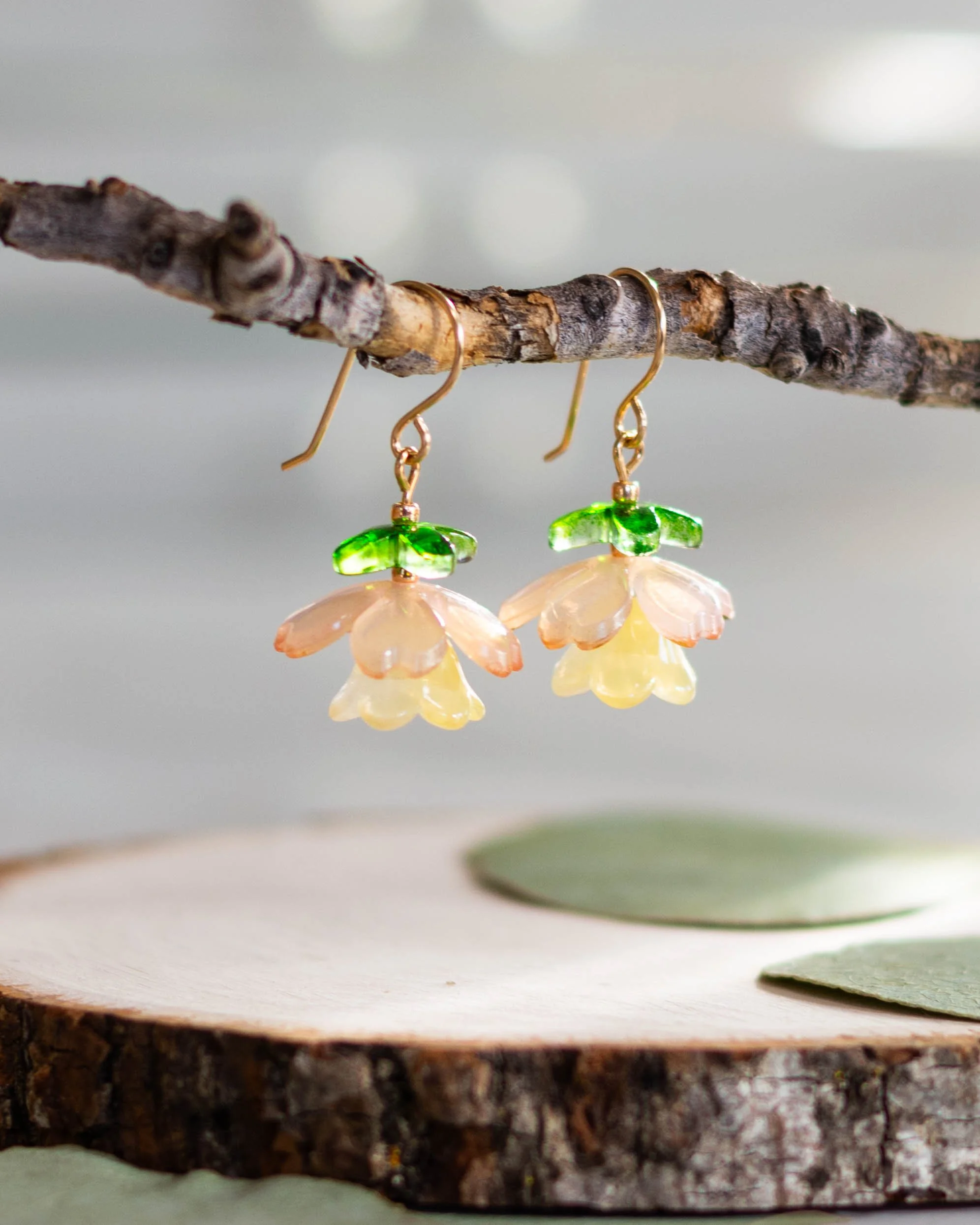 Floral Fairy Earrings - Peach
