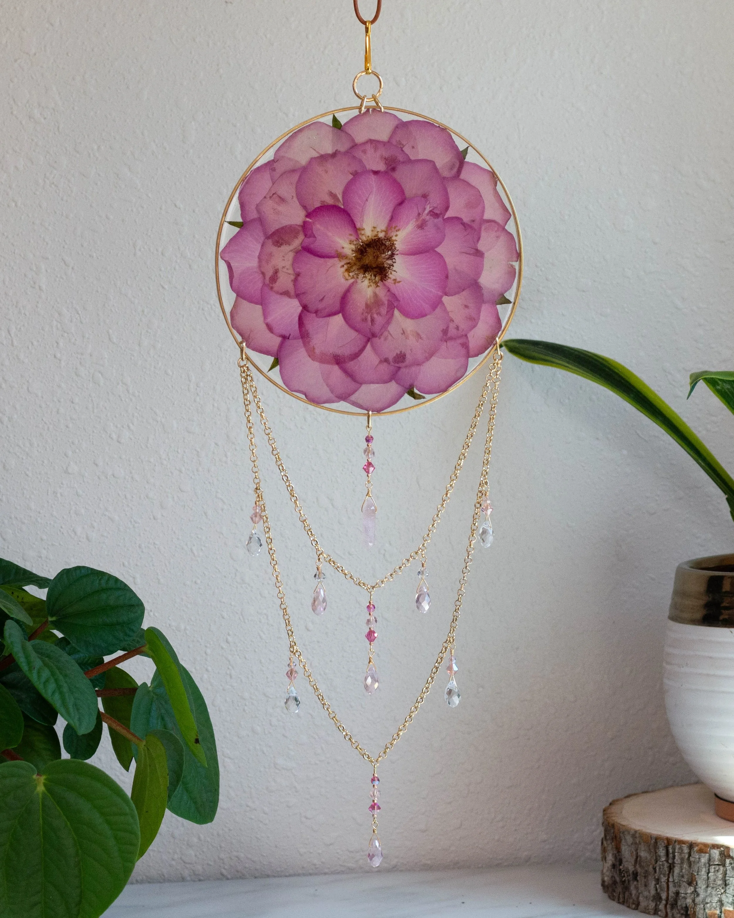 6" brass sun catcher, beaded