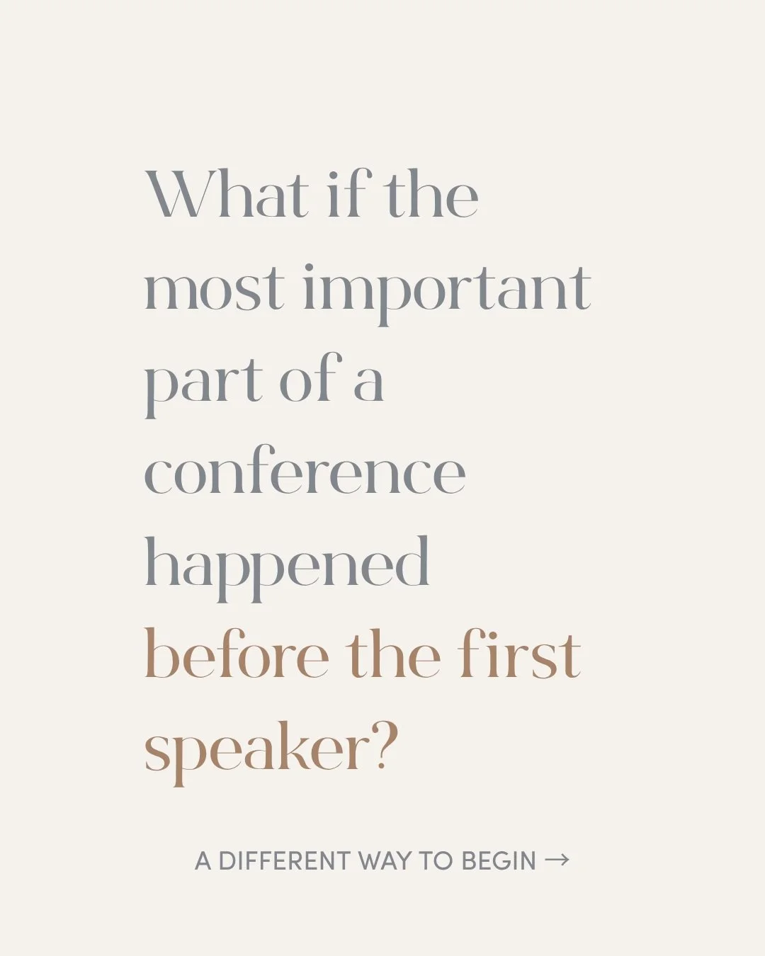 What if the most important part of a conference happened before the first speaker took the stage? 

Most conferences start at 9:00 AM. 

People rush in carrying their coffee, quickly checking emails before the conference starts, thinking about the su
