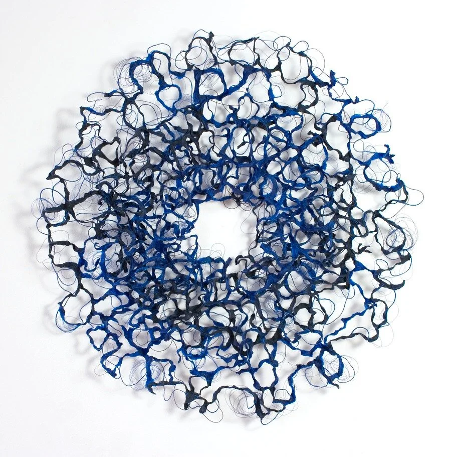 Susan Warner Keene, Dark Rebus #1, Handmade paper (abaca fibre), linen thread and pigment