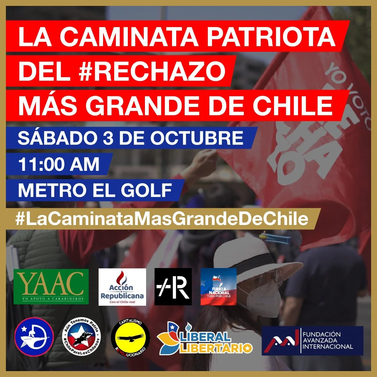 Convocan a gran marcha por el #RECHAZO para el sábado 3 de octubre