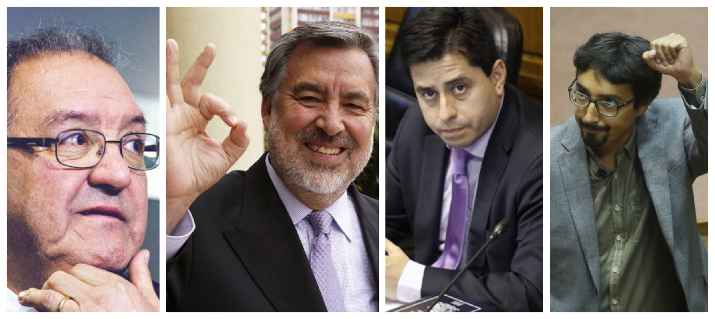 Los senadores Francisco Huenchumilla (DC), Alejandro Guillier (independiente pro-PR), Pedro Araya (independiente pro-Convergencia Progresista) y Juan Ignacio Latorre (Revolución Democrática)