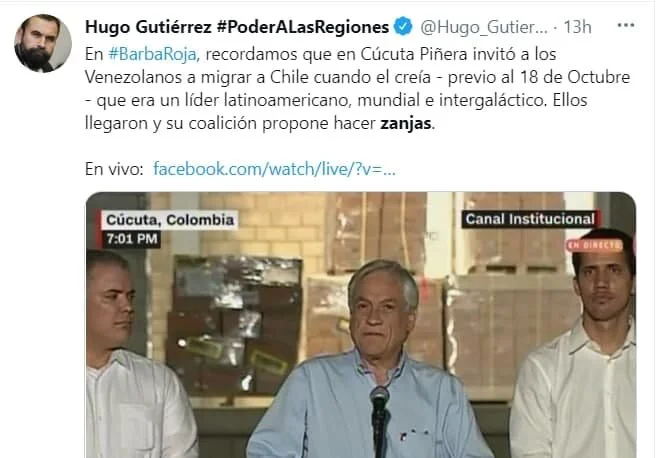 El comunista Hugo Gutiérrez no dijo nada para esa época de las zanjas construidas por Bachelet. Ahora se muestra en contra.
