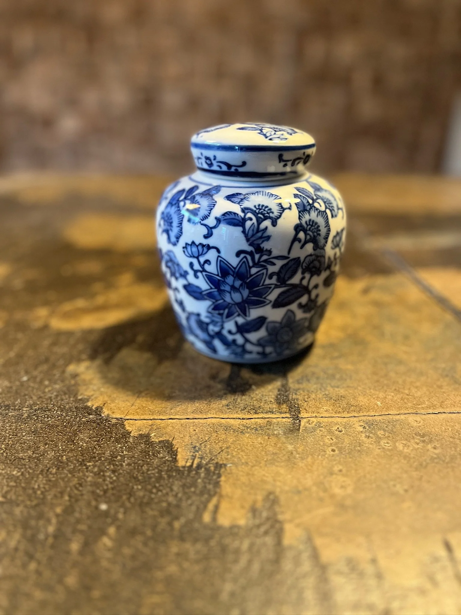 Deckelvase "China Blue" rund